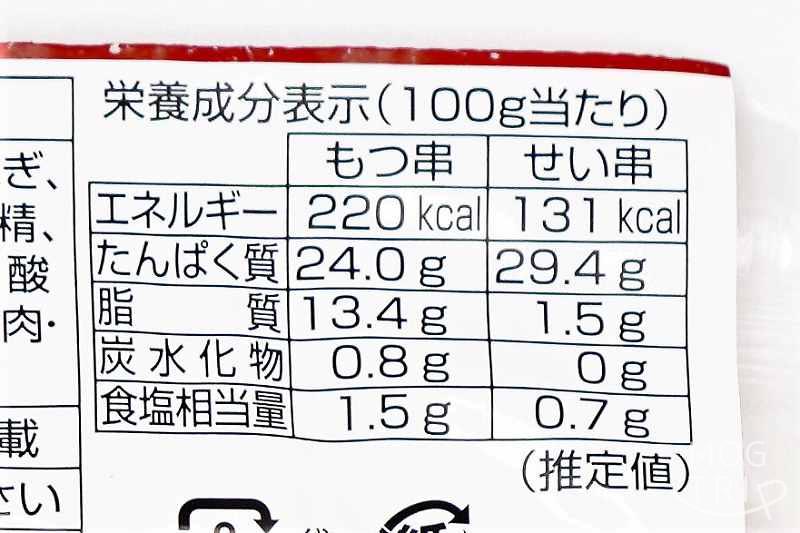 元祖美唄やきとり 福よしの焼き鳥の栄養成分表示