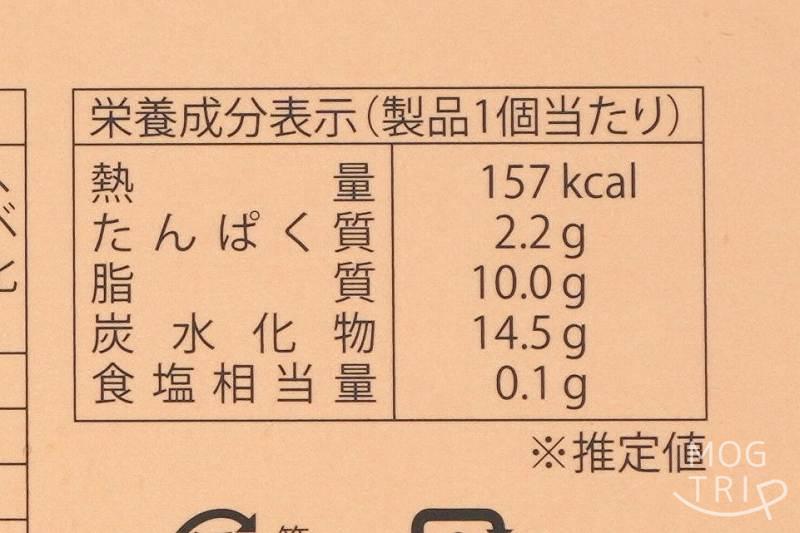 果実とバターcanarinaの「果実とバターのフィナンシェ クランベリーバター」の栄養成分表示