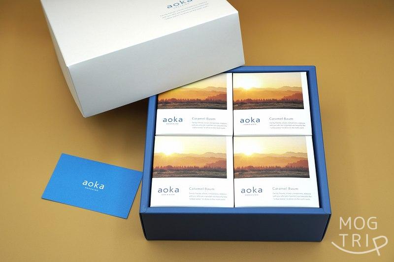 アオカ「キャラメルバームクーヘン」の4個入りの箱の中身
